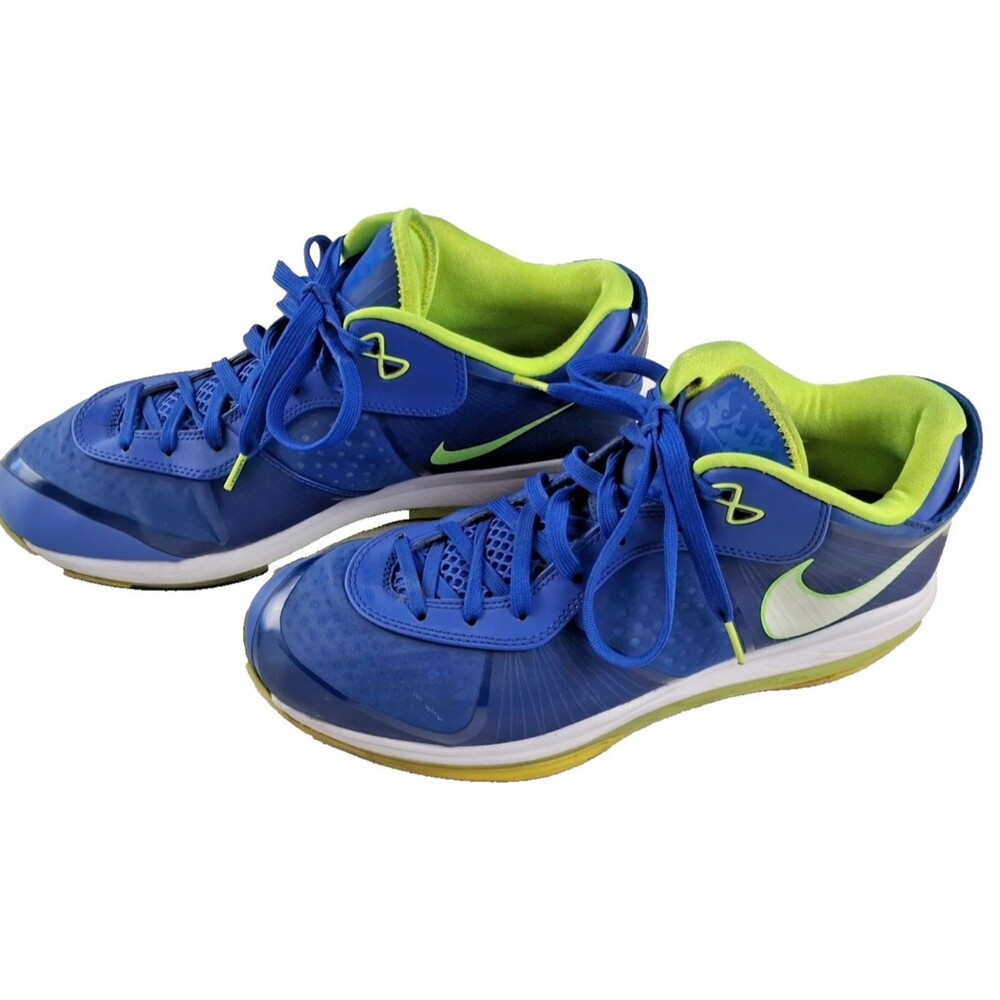 ๐ Nike LeBron 8 V2 Low Men's 12.5 Blue Green Basketball Shoes Sneakers - Picture 4 of 16